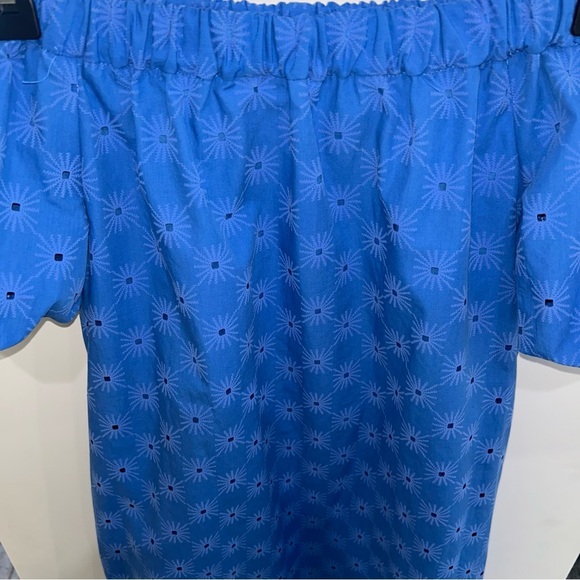 New Zara embroidered off-the-shoulder Eyelet short puff sleeve mini dress XS - Picture 5 of 11